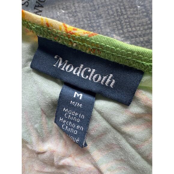 ModCloth 90's Suns Lime Green Seaside Vacay V-Neck Midi Slip Dress M NWT - Picture 7 of 10